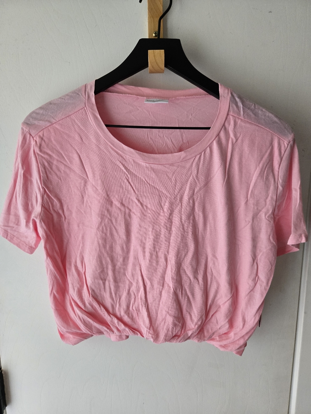 Abound Soft Cotton Pink Rolled Hem Short Sleeve Crop Top